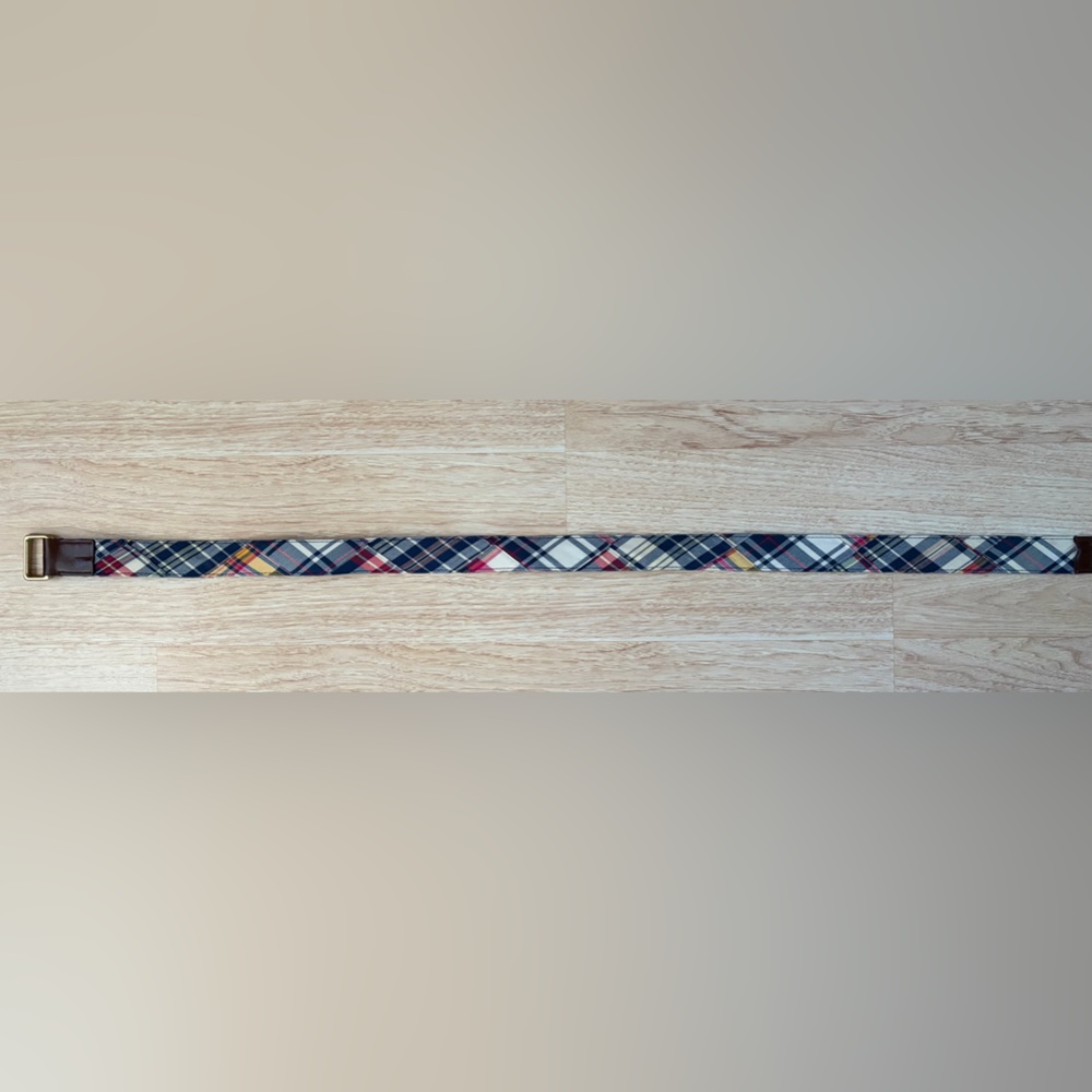 Brooks Brothers Navy, White Red and Yellow Plaid Belt